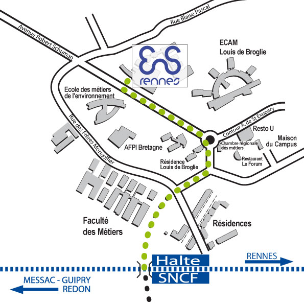 plan accès ENS Rennes depuis la halte sncf plan accès ENS Rennes depuis la halte sncf